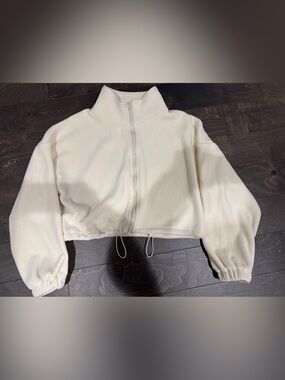 Cropped Cream Zip-Up Fleece